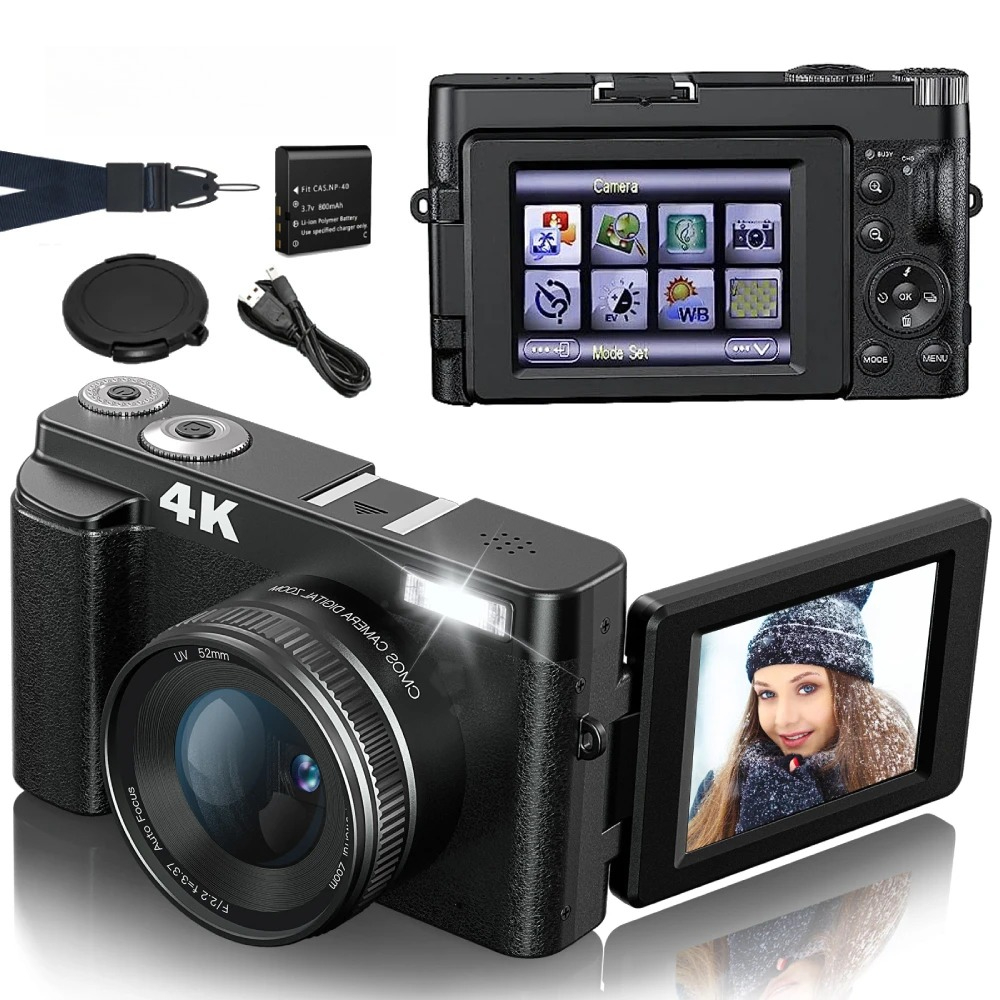 Beauty Makeup Camera - Videocamera Compatta 4K 48MP per Vlogging,