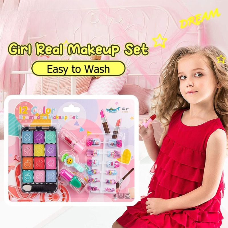 Beauty Makeup Kids - Kit trucco per bambine, lavabile, cosmetici