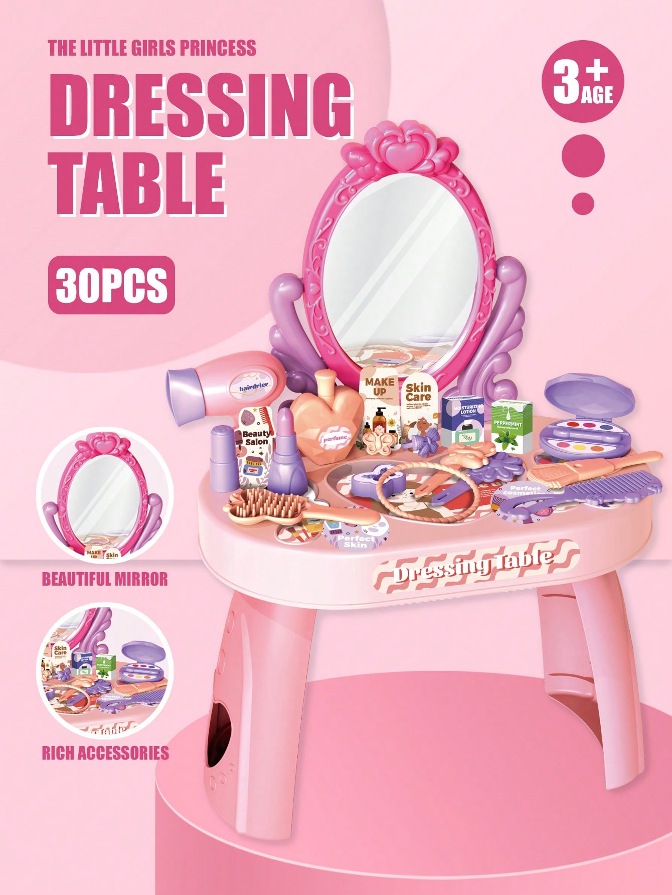 Beauty Makeup Kids - Set Giocattolo Tavolo da Trucco Principessa
