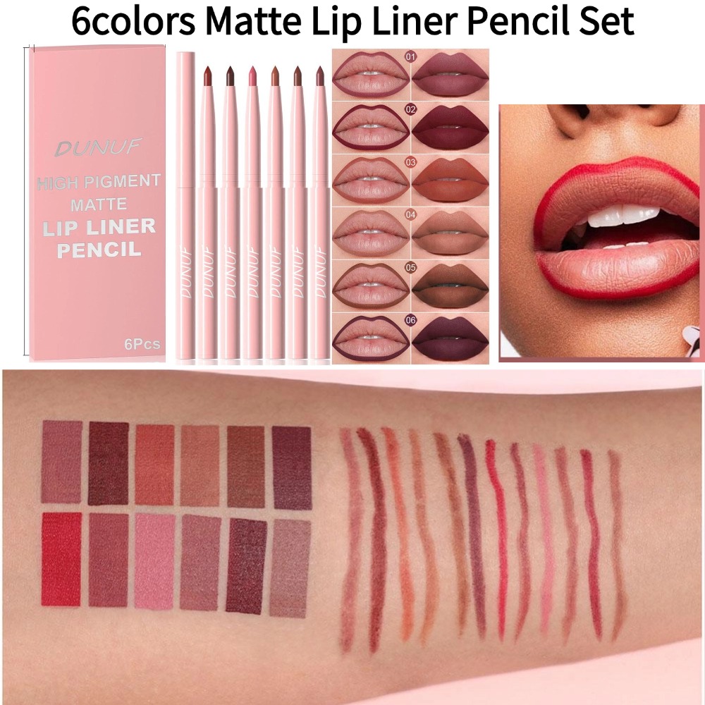 Lip Liner Pencil - Set di 6 Matite Labbra Vellutate
